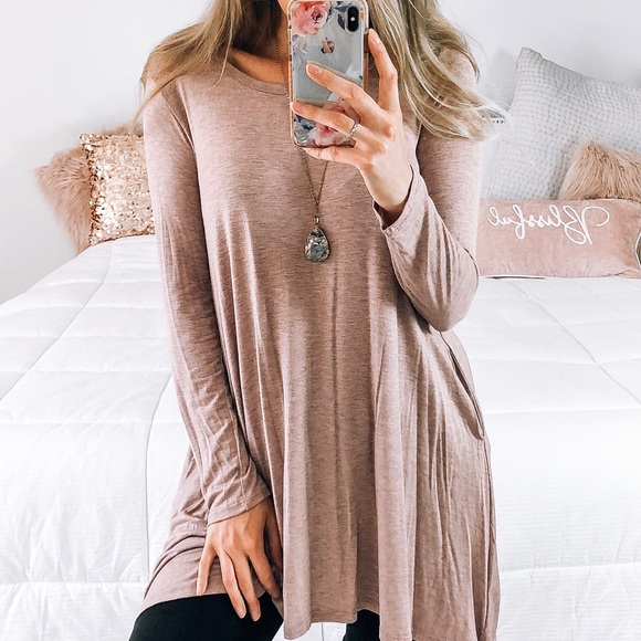 LAYLA Scoop Neck Pink Tunic Sweater - Picture 4 of 8